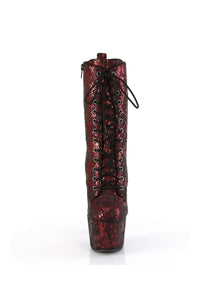 Pleaser ADORE-1040SPF Red Snake Print Ankle Boot in Red Snake Print