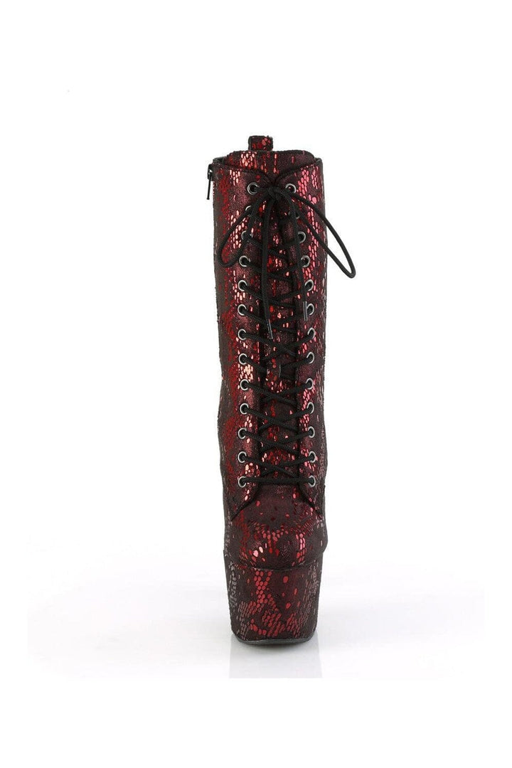 ADORE-1040SPF Red Snake Print Ankle Boot