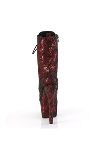 Pleaser ADORE-1040SPF Red Snake Print Ankle Boot in Red Snake Print