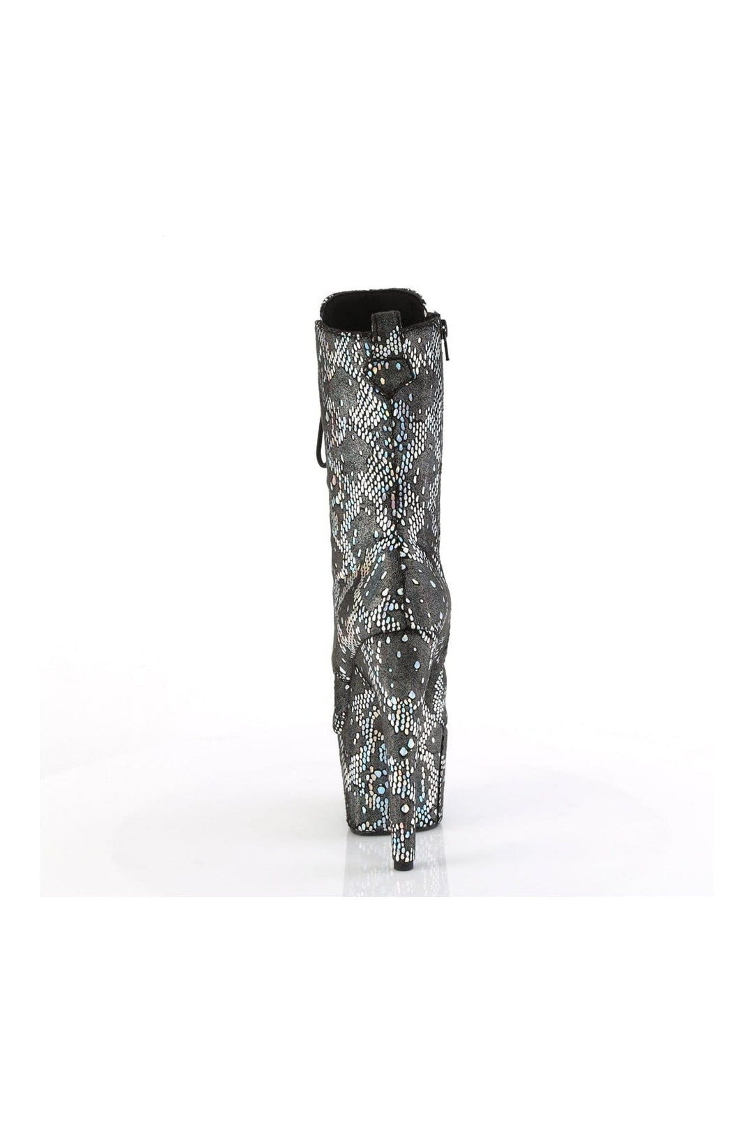 Pleaser ADORE-1040SPF Silver Fabric Ankle Boot in Silver Fabric