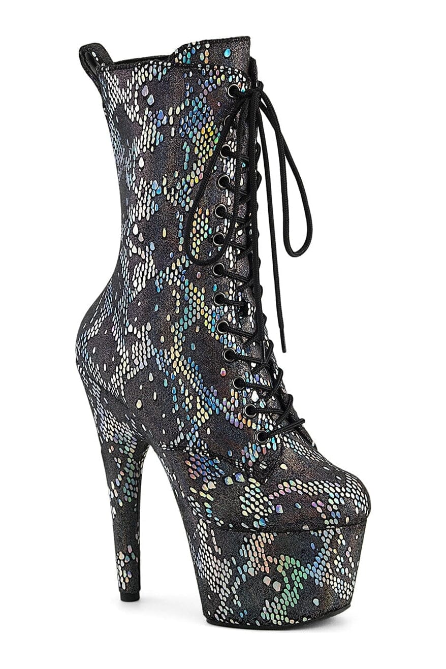 Pleaser ADORE-1040SPF Silver Fabric Ankle Boot in Silver Fabric from SexyShoes.com