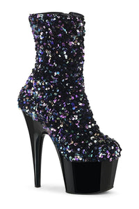 Pleaser ADORE-1042SQ Black Sequins Ankle Boot in Black Sequins from SexyShoes.com