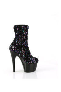 Pleaser ADORE-1042SQ Black Sequins Ankle Boot in Black Sequins