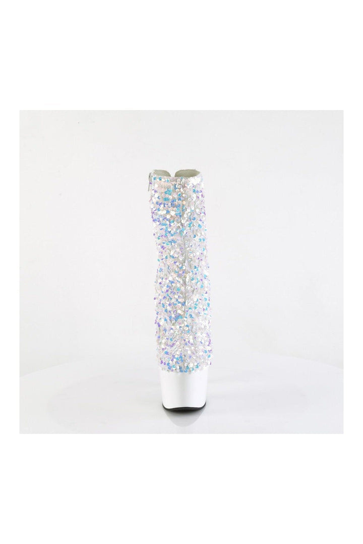 ADORE-1042SQ White Sequins Ankle Boot