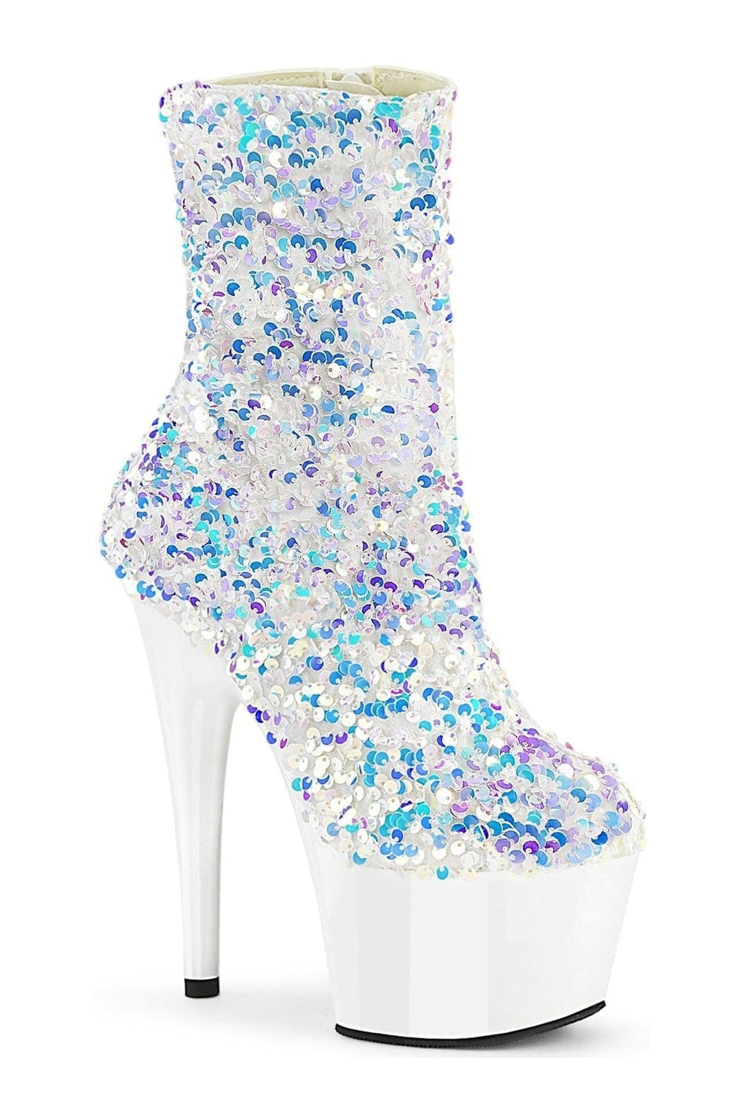 ADORE-1042SQ White Sequins Ankle Boot