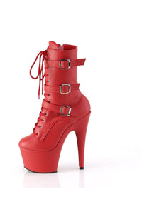 Pleaser ADORE-1043 Red Faux Leather Ankle Boot in Red Faux Leather