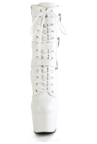 Pleaser ADORE-1043 White Faux Leather Ankle Boot in White Faux Leather