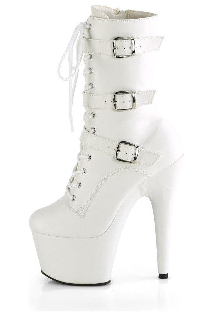 ADORE-1043 White Faux Leather Ankle Boot