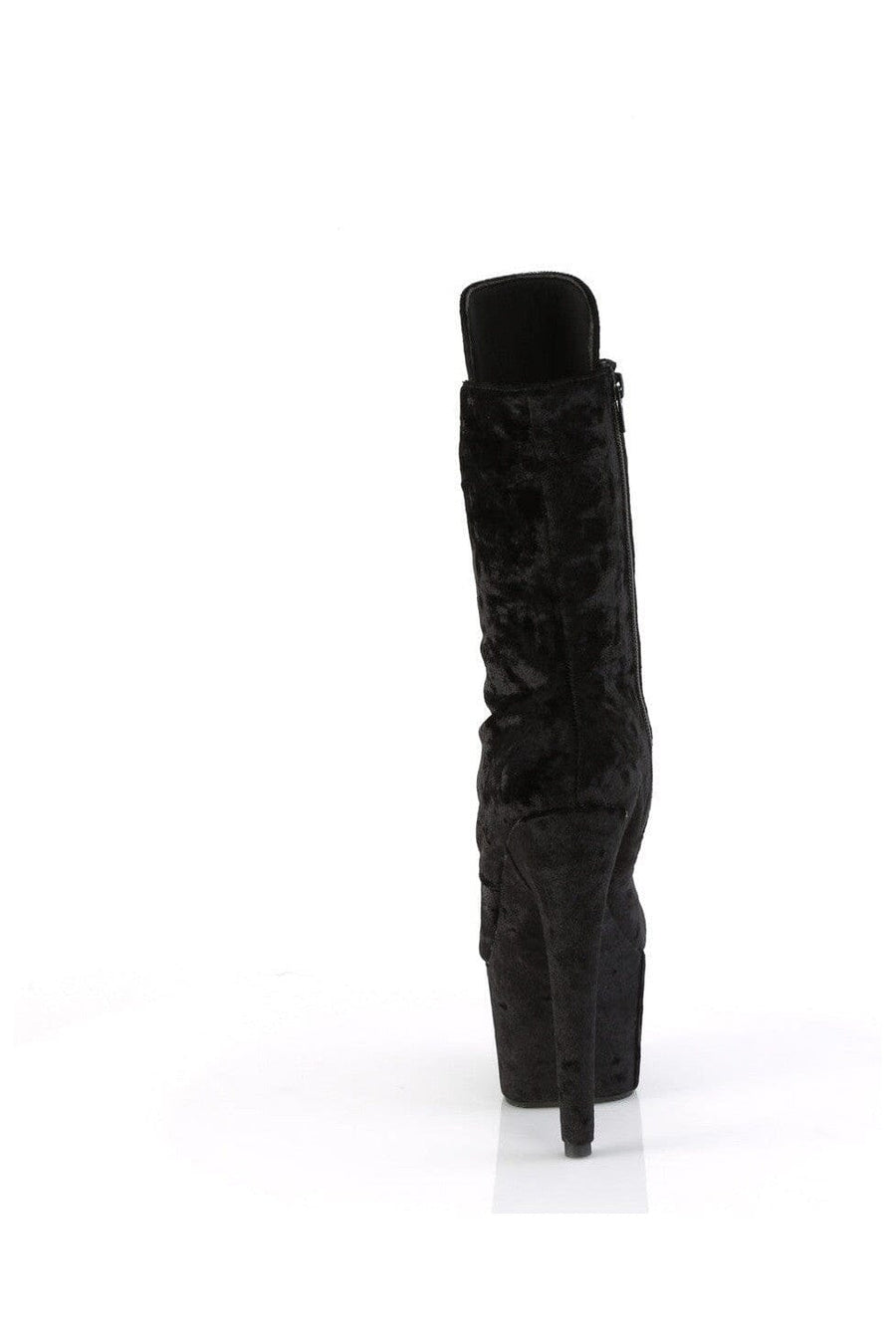 Pleaser ADORE-1045VEL Black Velvet Ankle Boot in Black Velvet
