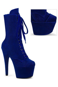 Pleaser ADORE-1045VEL Blue Velvet Ankle Boot in Blue Velvet from SexyShoes.com