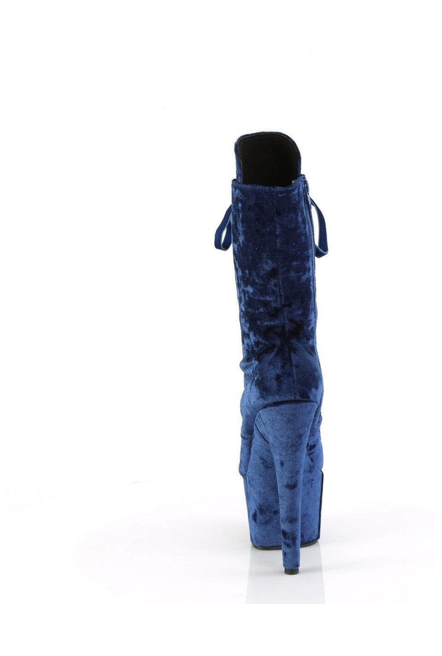 Pleaser ADORE-1045VEL Blue Velvet Ankle Boot in Blue Velvet