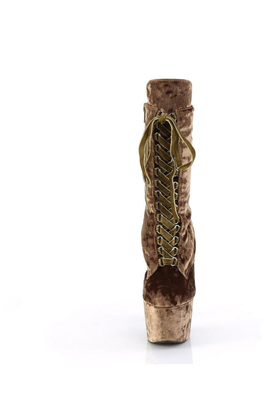 Pleaser ADORE-1045VEL Green Velvet Ankle Boot in Green Velvet
