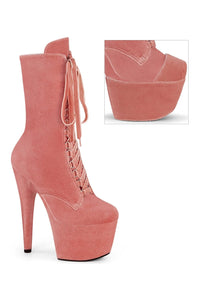 Pleaser ADORE-1045VEL Pink Velvet Ankle Boot in Pink Velvet from SexyShoes.com