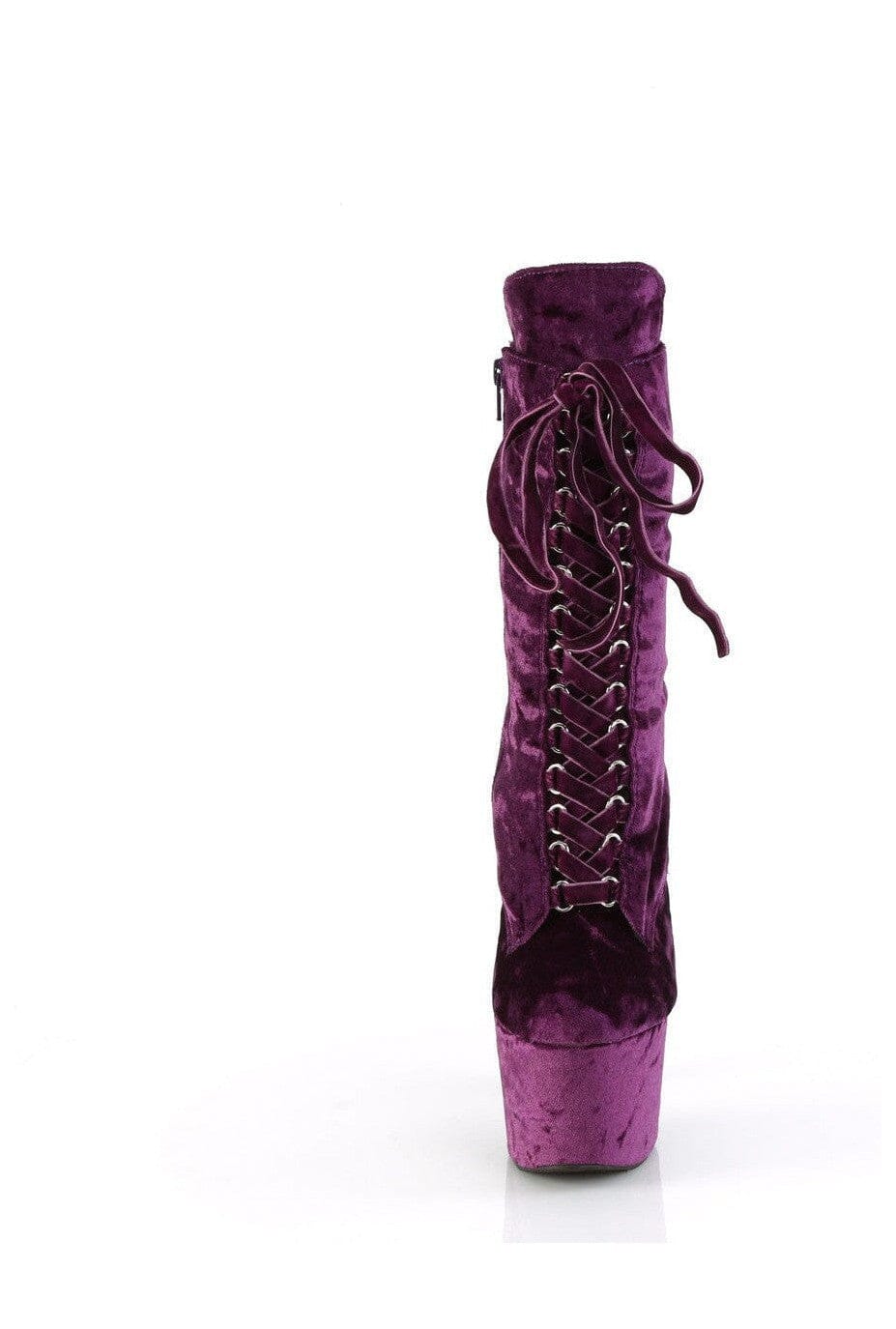 Pleaser ADORE-1045VEL Purple Velvet Ankle Boot in Purple Velvet