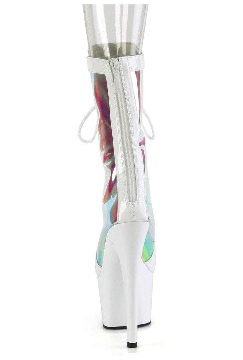 Pleaser ADORE-1047 White Patent Ankle Boot in White Patent