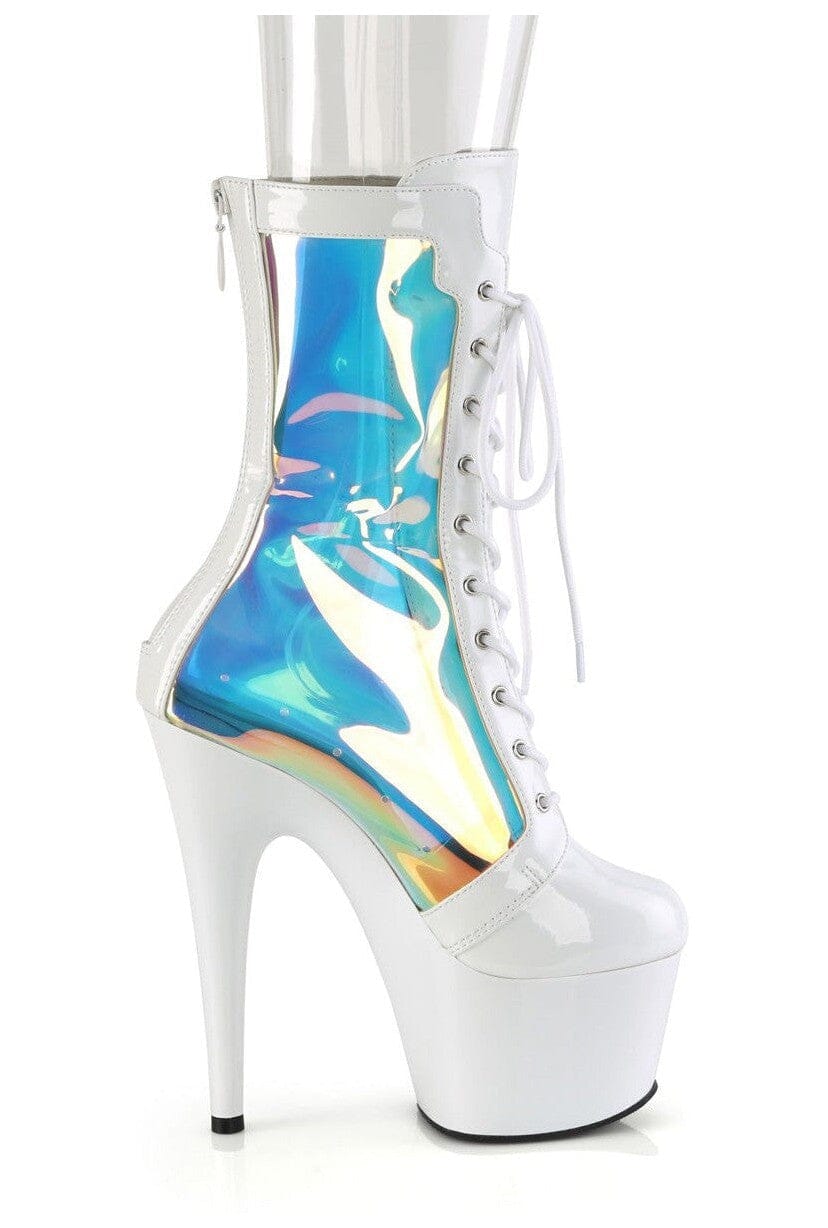 Pleaser ADORE-1047 White Patent Ankle Boot in White Patent