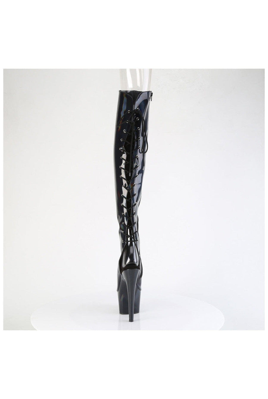 Pleaser ADORE-3019HWR Black Patent Knee Boot in Black Patent