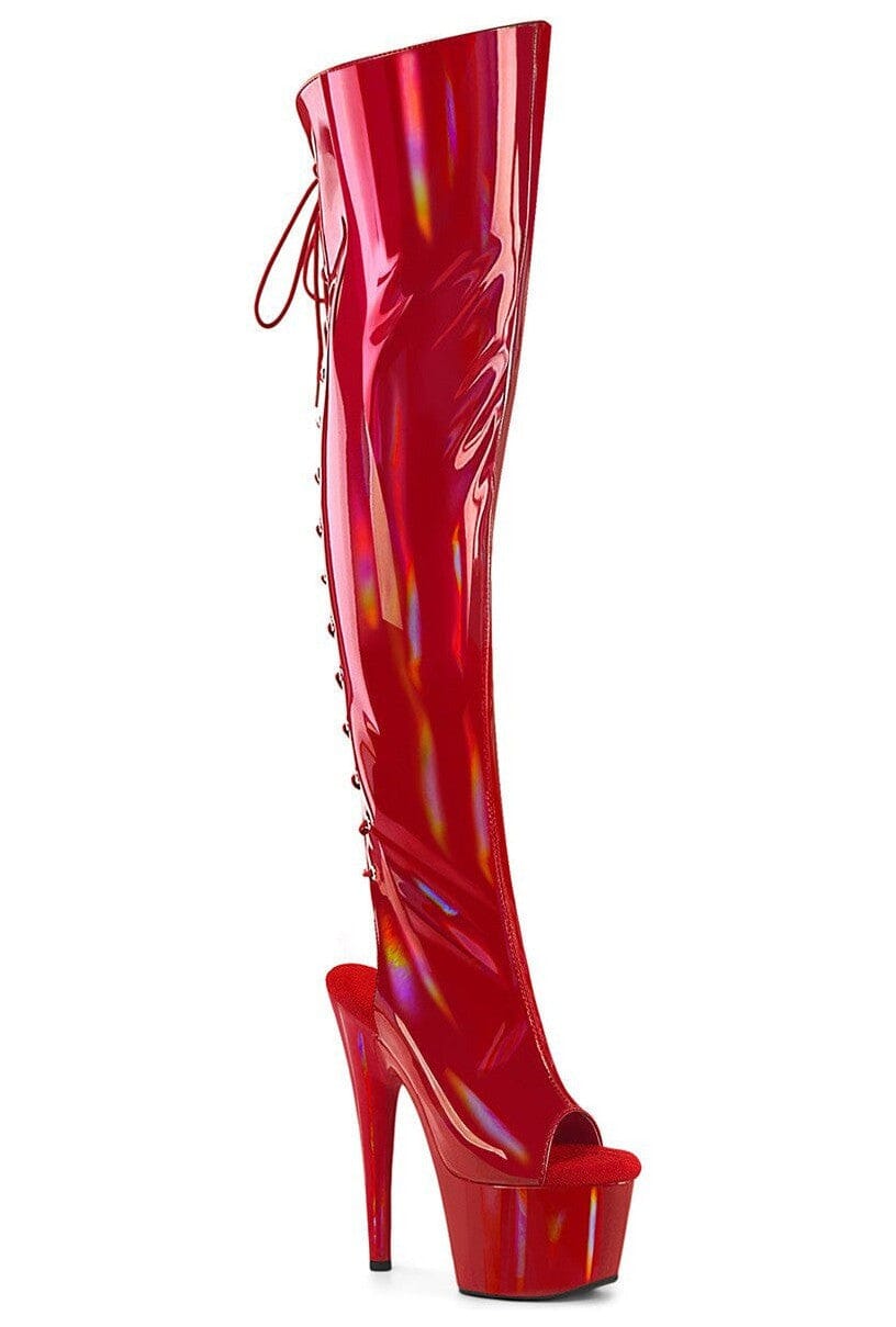 Pleaser Red Knee Boots Platform Stripper Shoes | Buy at Sexyshoes.com