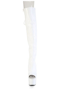 Pleaser ADORE-3019HWR White Patent Knee Boot in White Patent