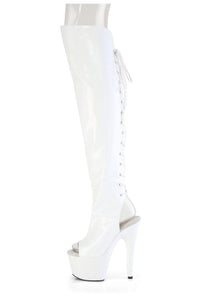 Pleaser ADORE-3019HWR White Patent Knee Boot in White Patent