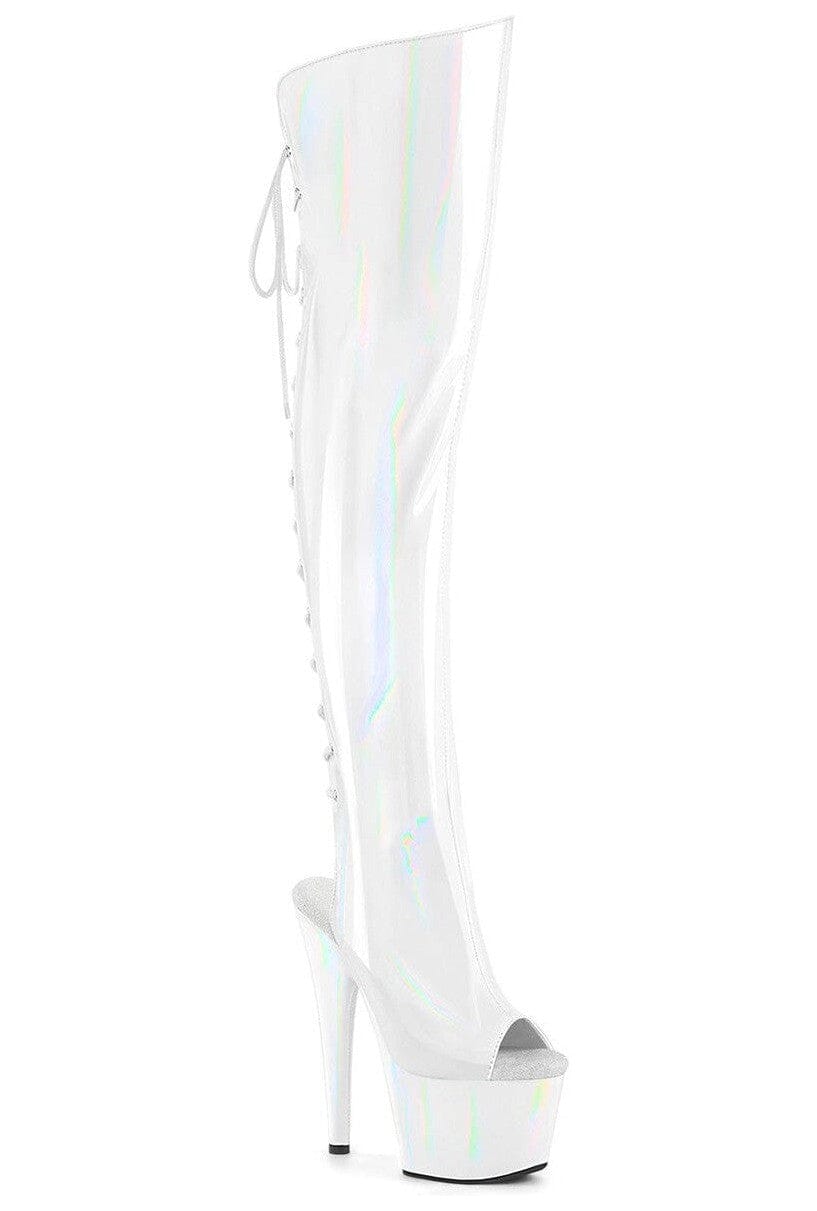 Pleaser White Knee Boots Platform Stripper Shoes | Buy at Sexyshoes.com