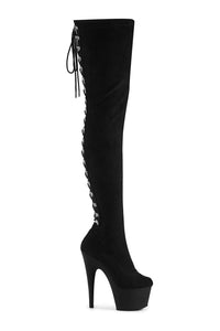 Pleaser ADORE-3063 Black Faux Suede Thigh Boot in Black Faux Suede from SexyShoes.com