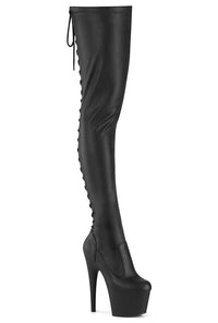Pleaser ADORE-3850 Black Thigh Boot in Black Patent from SexyShoes.com