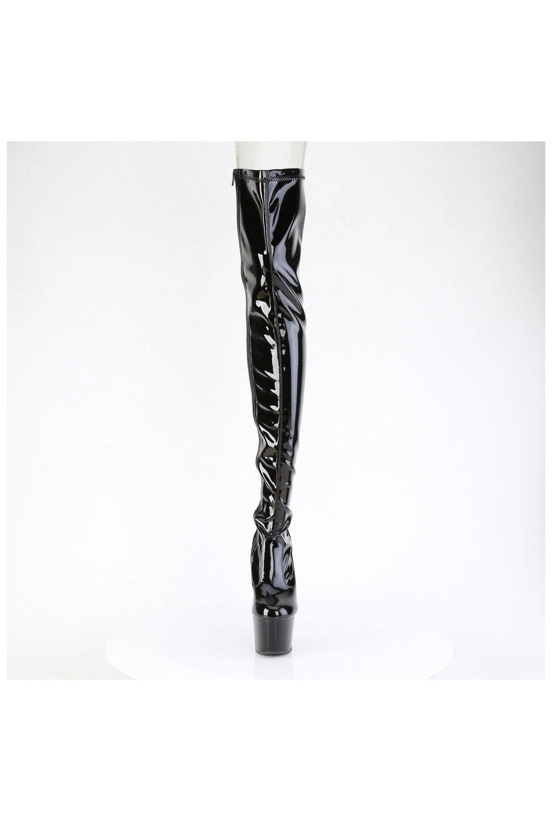 Pleaser ADORE-3850 Black Patent Thigh Boot in Black Patent