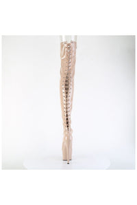 Pleaser ADORE-3850 Nude Patent Thigh Boot in Nude Patent