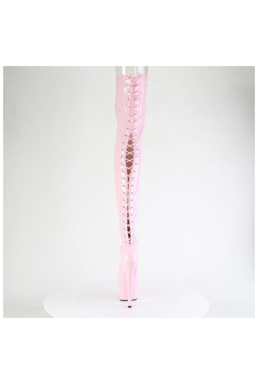 Pleaser ADORE-3850 Pink Patent Thigh Boot in Pink Patent