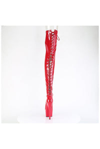 Pleaser ADORE-3850 Red Patent Thigh Boot in Red Patent