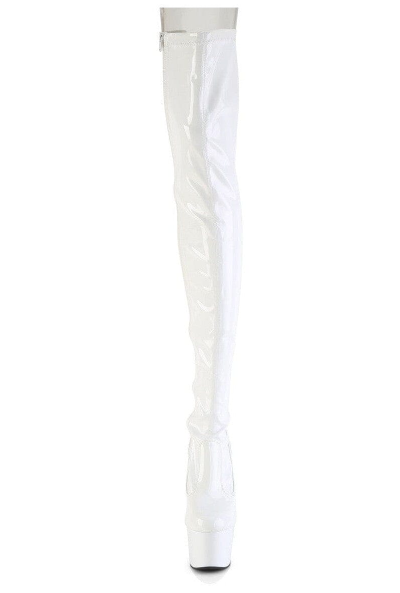 Pleaser ADORE-3850 White Patent Thigh Boot in White Patent