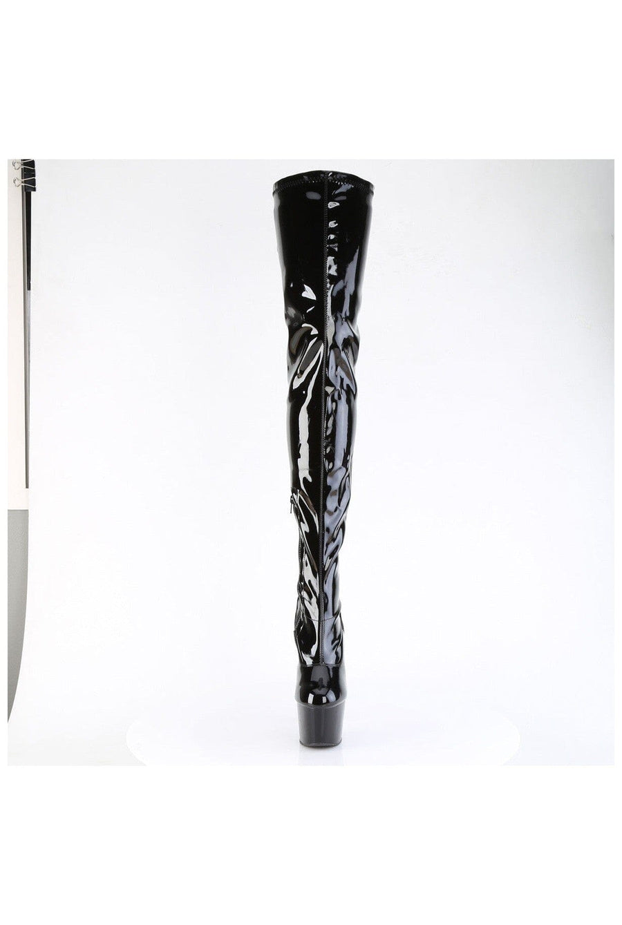 Pleaser ADORE-4000SLT Black Patent Thigh Boot in Black Patent