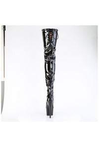 Pleaser ADORE-4000SLT Black Patent Thigh Boot in Black Patent