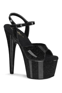 Pleaser ADORE-709GP Black Glitter Patent Sandal in Black Glitter Patent from SexyShoes.com