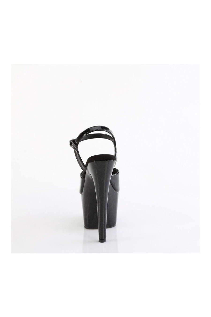 Pleaser ADORE-709GP Black Glitter Patent Sandal in Black Glitter Patent
