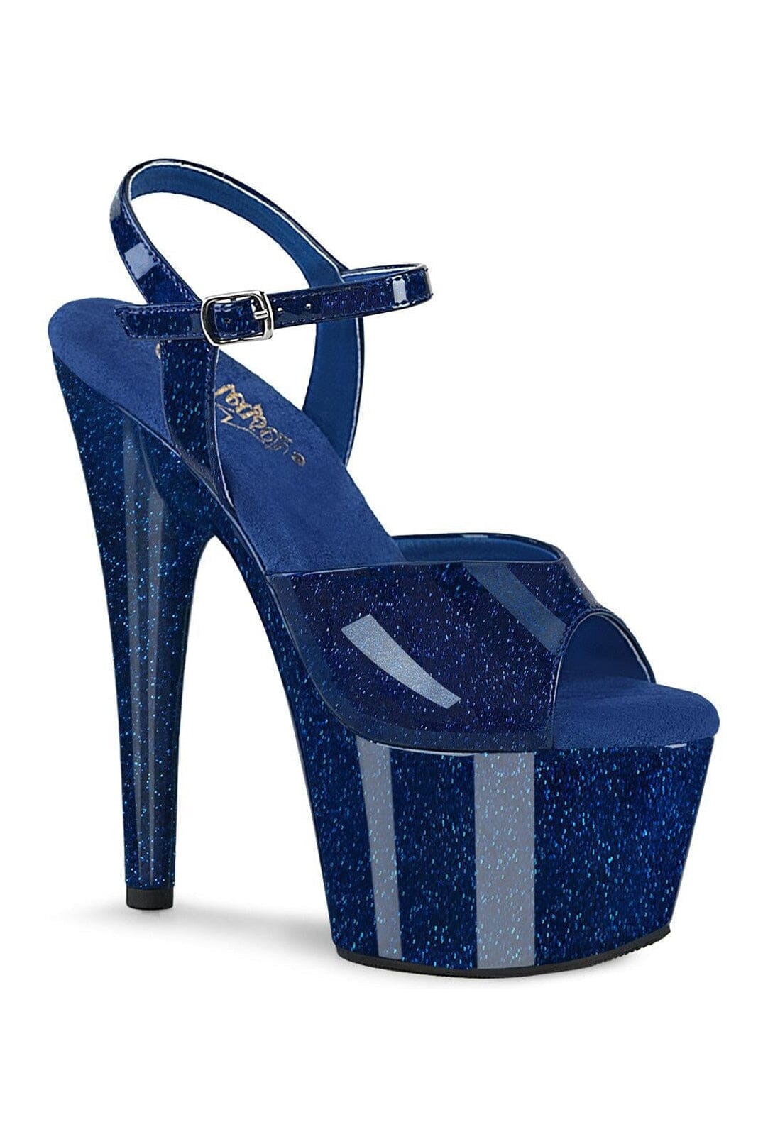 Pleaser ADORE-709GP Blue Glitter Patent Sandal in Blue Glitter Patent from SexyShoes.com