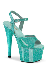Pleaser ADORE-709GP Turquoise Glitter Patent Sandal in Turquoise Glitter Patent from SexyShoes.com