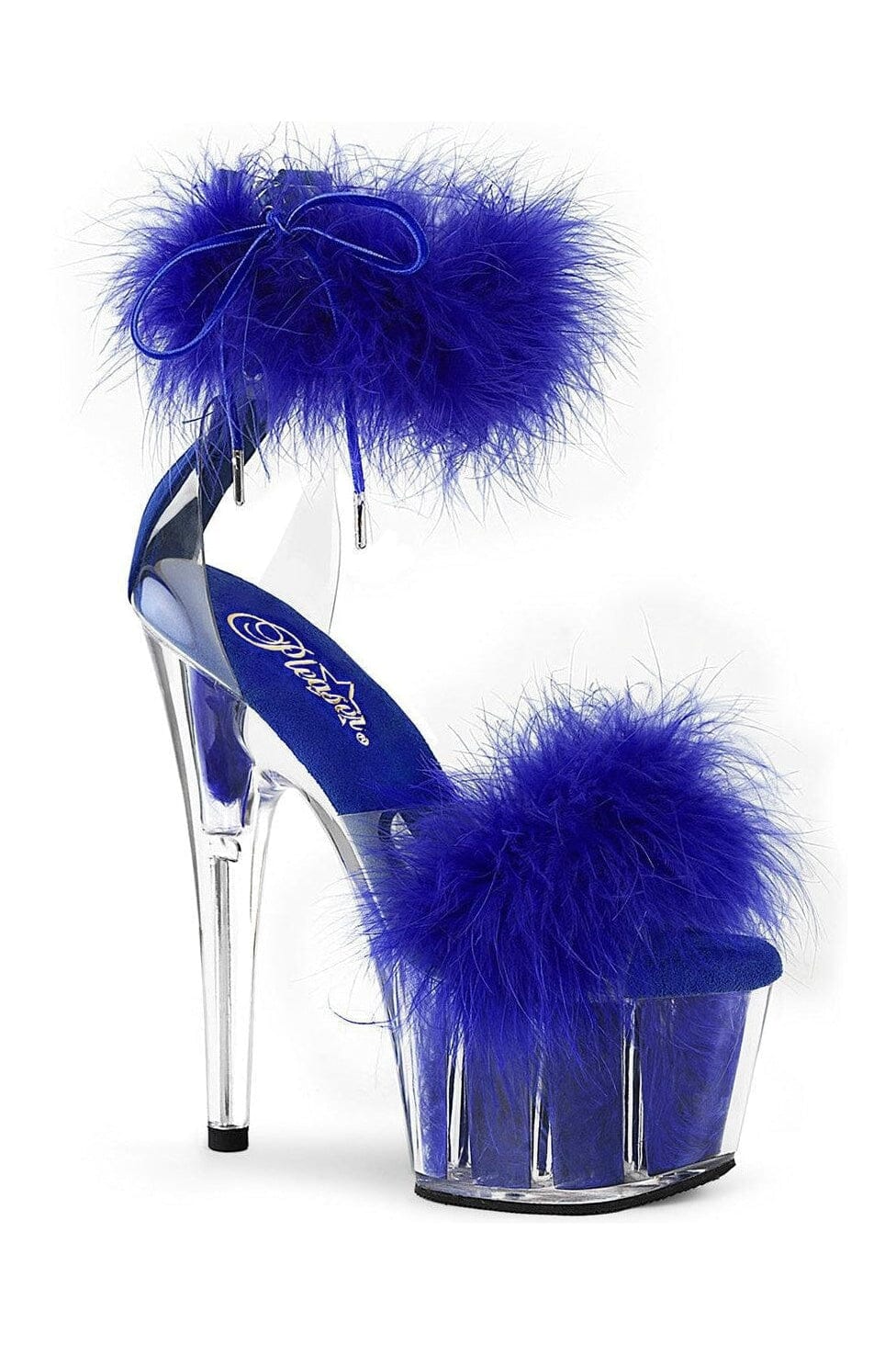 Pleaser ADORE-724F Clear Marabou Sandal in Clear Marabou from SexyShoes.com