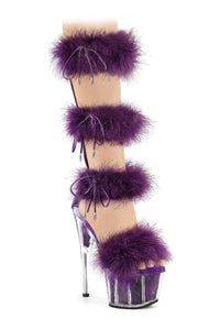 Pleaser ADORE-728F Clear Marabou Sandal in Clear Marabou from SexyShoes.com