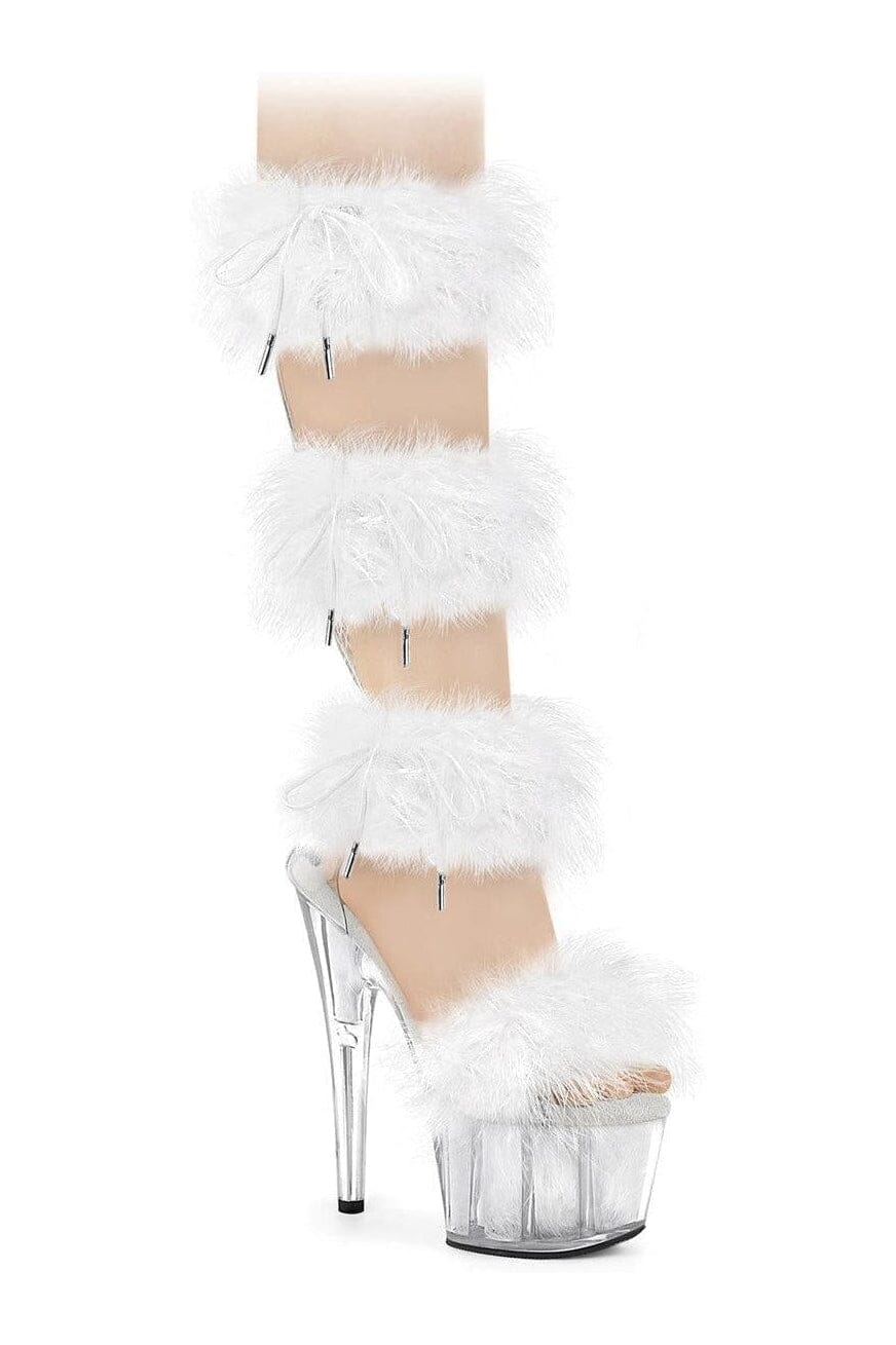 Pleaser ADORE-728F Clear Marabou Sandal in Clear Marabou from SexyShoes.com