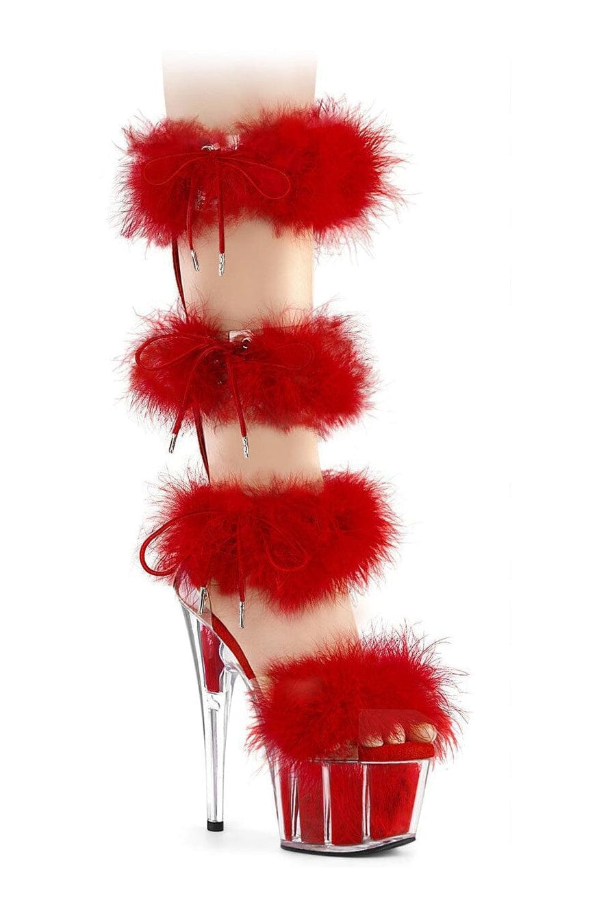 Pleaser ADORE-728F Clear Marabou Sandal in Clear Marabou from SexyShoes.com