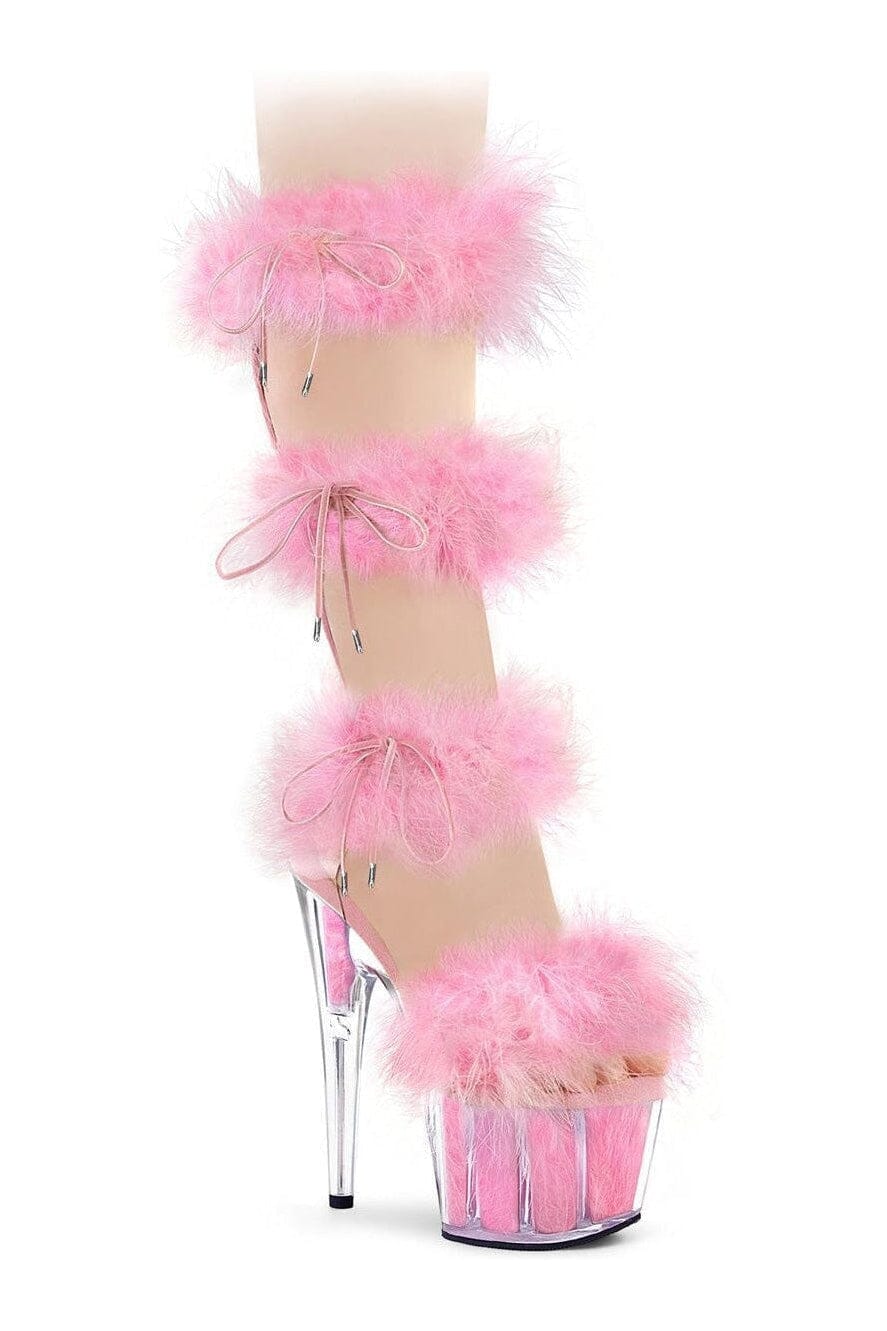 Pleaser ADORE-728F Clear Marabou Sandal in Clear Marabou from SexyShoes.com