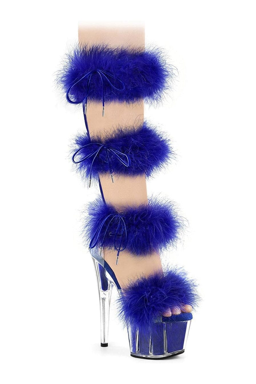 Pleaser ADORE-728F Clear Marabou Sandal in Clear Marabou from SexyShoes.com