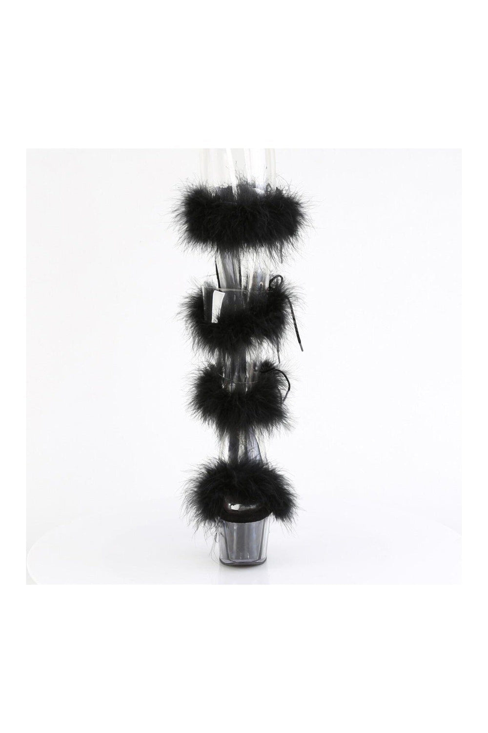 Pleaser ADORE-728F Clear Marabou Sandal in Clear Marabou