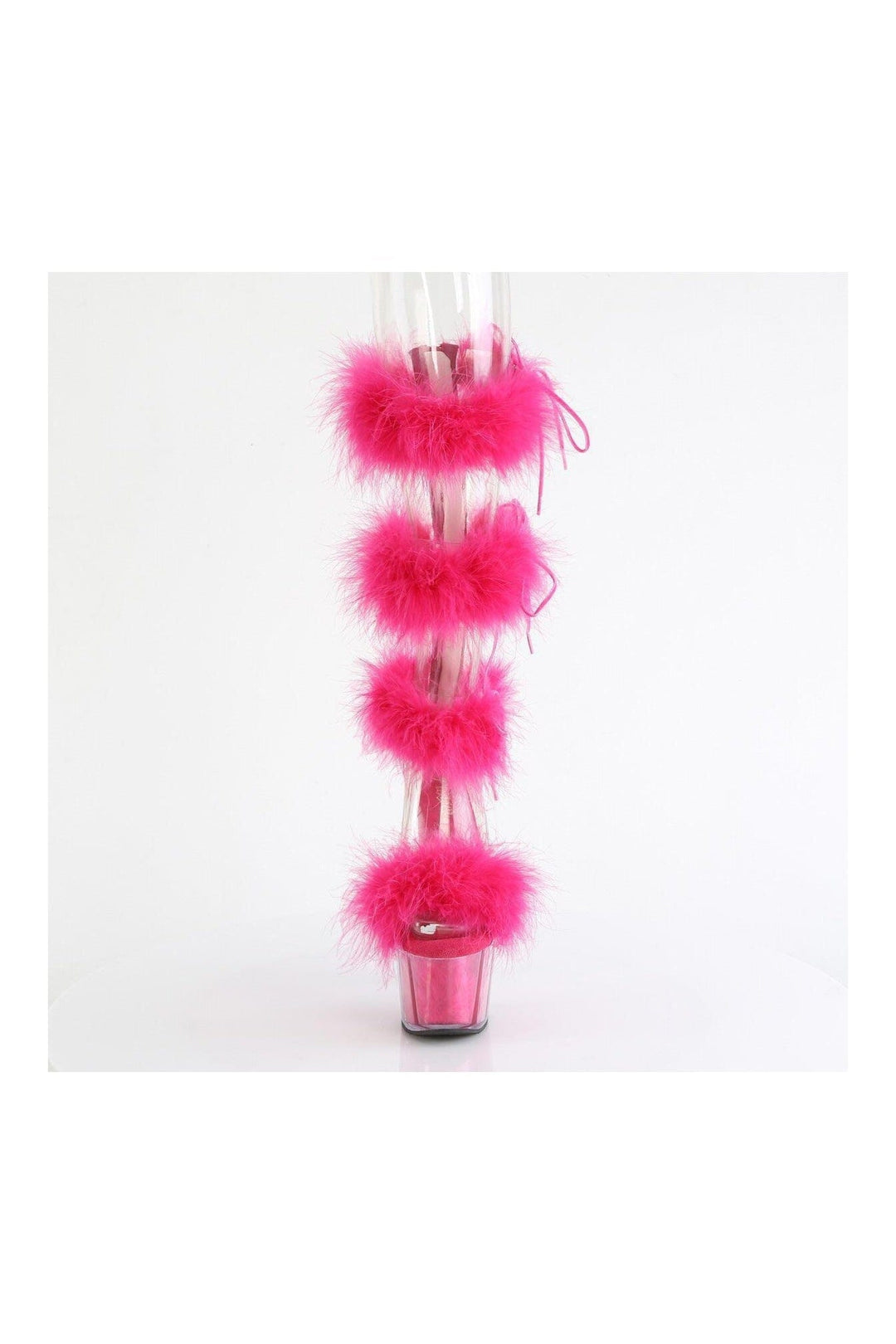 Pleaser ADORE-728F Clear Marabou Sandal in Clear Marabou