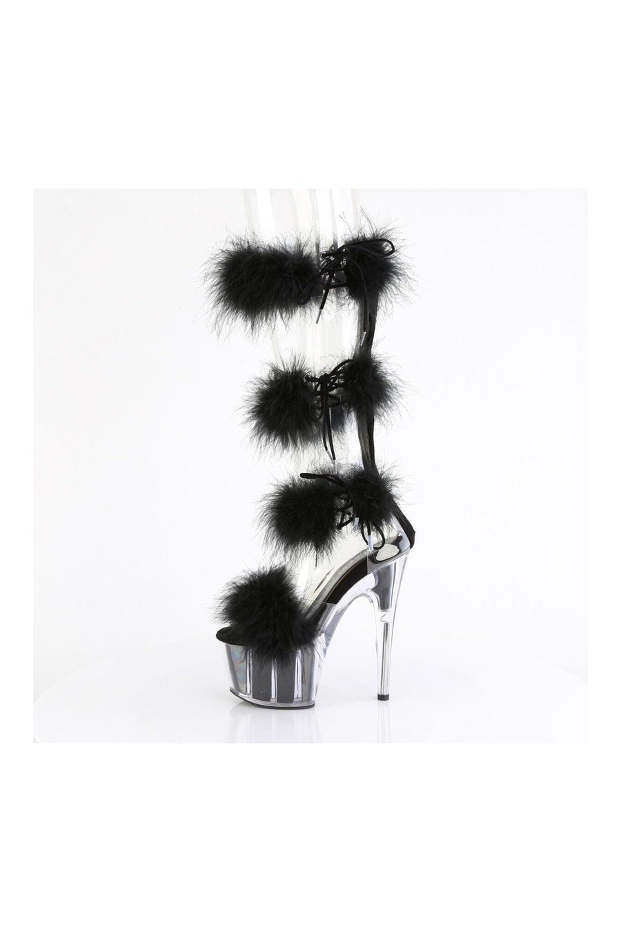 Pleaser ADORE-728F Clear Marabou Sandal in Clear Marabou