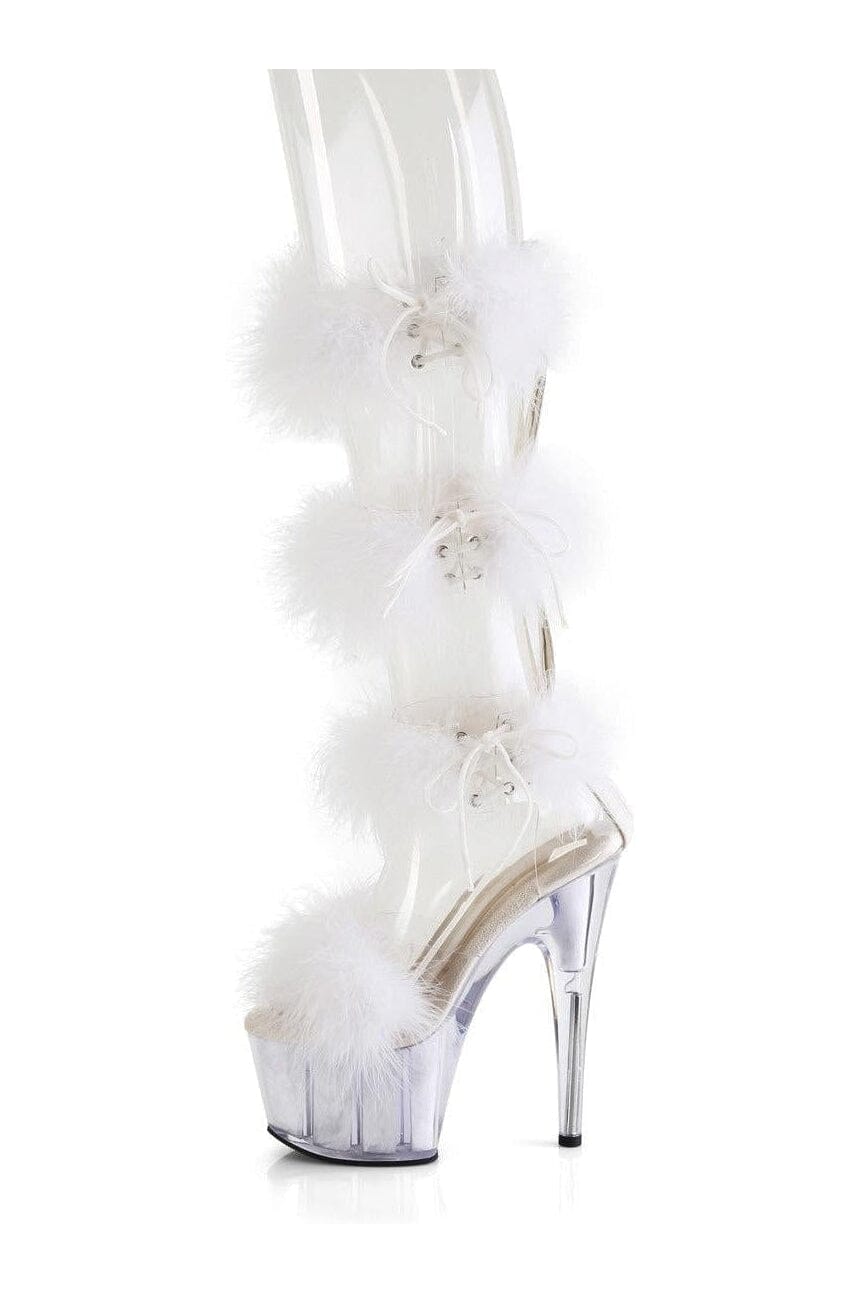 Pleaser ADORE-728F Clear Marabou Sandal in Clear Marabou
