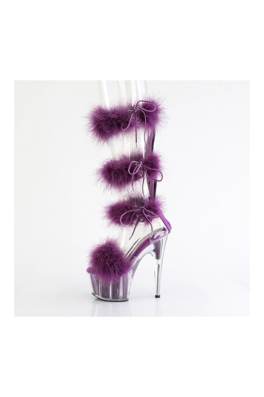 Pleaser ADORE-728F Clear Marabou Sandal in Clear Marabou