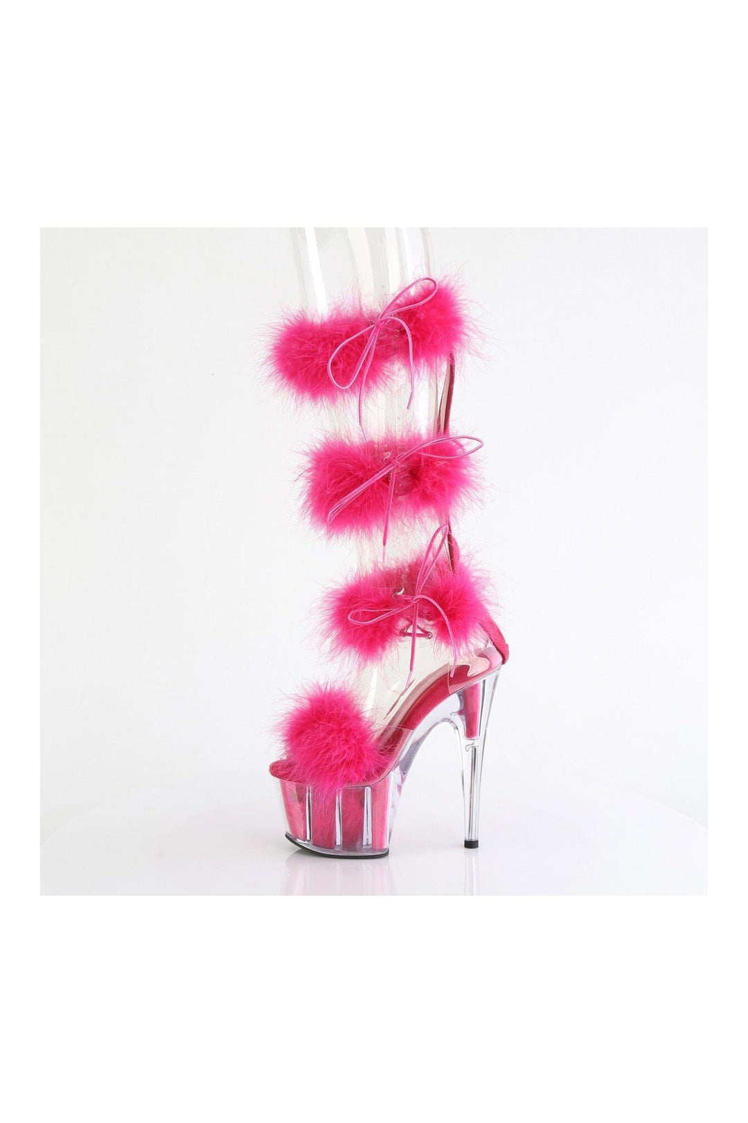 Pleaser ADORE-728F Clear Marabou Sandal in Clear Marabou
